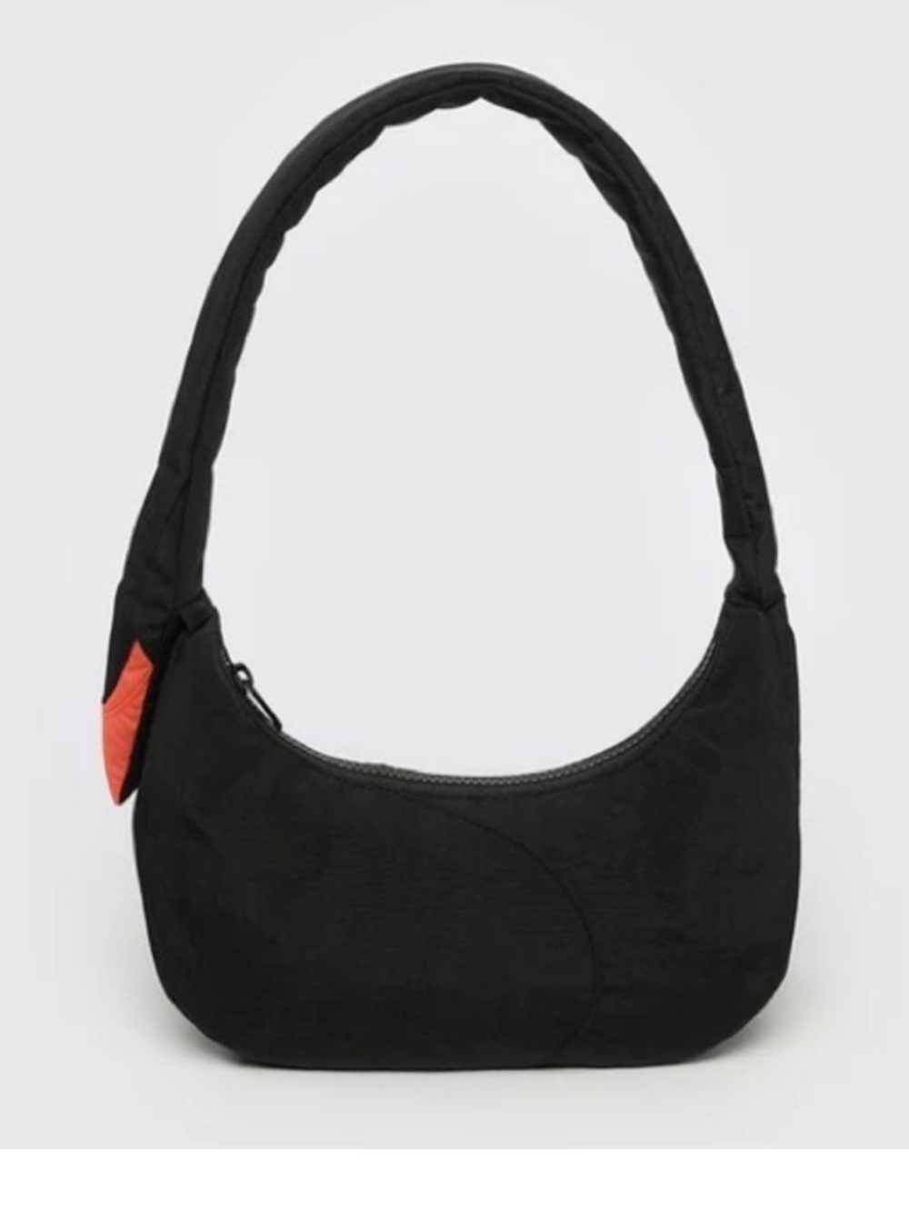 BAGGU Black Shoulder Hobo Bag with Orange Accent - Picture 2 of 2